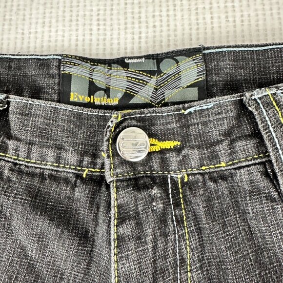 Y2K Evolution in Design Men's Hip Hop Dark Distressed Denim Jeans Embroidered - Picture 7 of 14